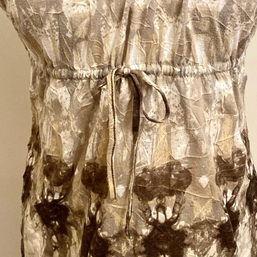 Liz Wear Vintage Brown Cream Print SZ S 90s Grunge Chic Cottagecore Boho Top - Picture 3 of 10